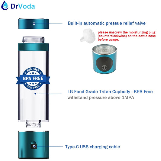 5000 ppb Molecular Hydrogen Water Generator Bottle