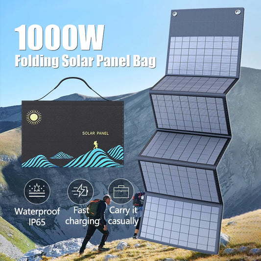 1000W Solar Panel  Portable Folding Bag USB+DC Output Solar Charger